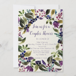 Foliage Wreath Couple's Wedding Shower Invitation Aankondiging