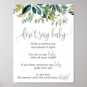 Foliage Zeg geen Baby-teken Poster