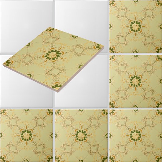 Foliate Scroll Quatrefoils & floral pattern Tegeltje