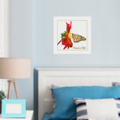 Folie accentuerende Monboogvlinder op Dahlia Print (Insitu (Slaapkamer))