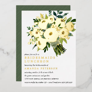 Folie Bloom Bouquet Bridesmaids Luncheon Wedding Uitnodiging