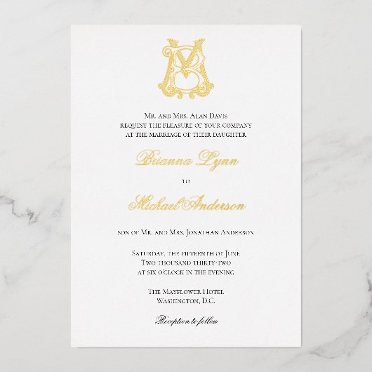Folie BM Monogram MB Monogram Invitation Folie Uitnodiging (Voorkant)