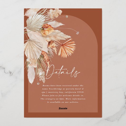 folie bohemian terracotta pampasgras save the datu folie uitnodiging (Achterkant)