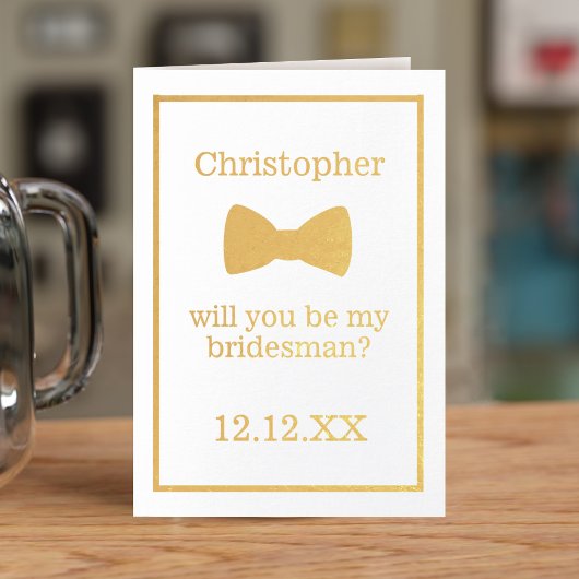 Folie Bow Stropdas Bridesman Voorstel Groomsman Ka Kaarten