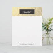 Folie Chevron Letterhead (zwart en goudfaux) Custom Briefhoofd (Staand voorkant)