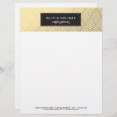 Folie Chevron Letterhead (zwart en goudfaux) Custom Briefhoofd (Voorkant / Achterkant)