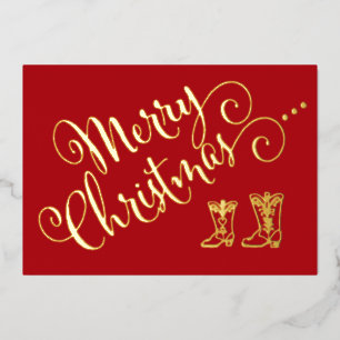 Folie Cowboy Boots Christmas Kaart