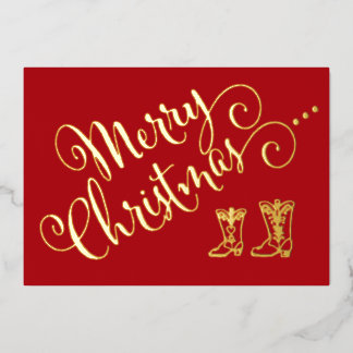 Folie Cowboy Boots Christmas Kaart