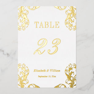 Folie Damask 5x7-tabelnummerkaart Uitnodiging