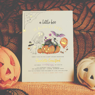 Folie Gedrukt Een Kleine Boo Halloween Baby Show Uitnodiging