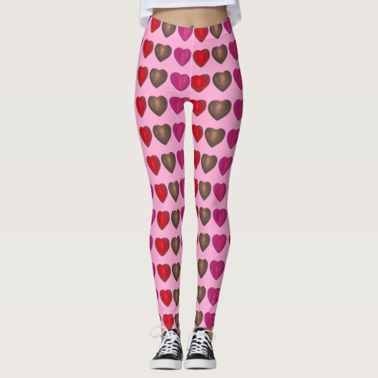 Folie Gewikkeld Snoep Harten Valentijnsdag Leggings (Voorkant)