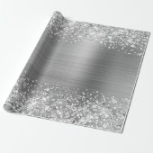 Folie Glitter Silver Faux Cadeaupapier (Uitgerold)