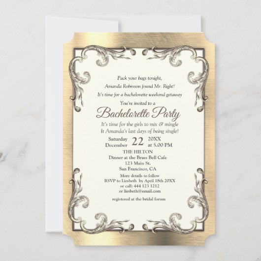 Folie-Gold-Silver-Brass Bachelorette Party Kaart (Voorkant)