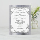 Folie-Gold-Silver-Brass-Wedding Uitnodiging (Staand voorkant)
