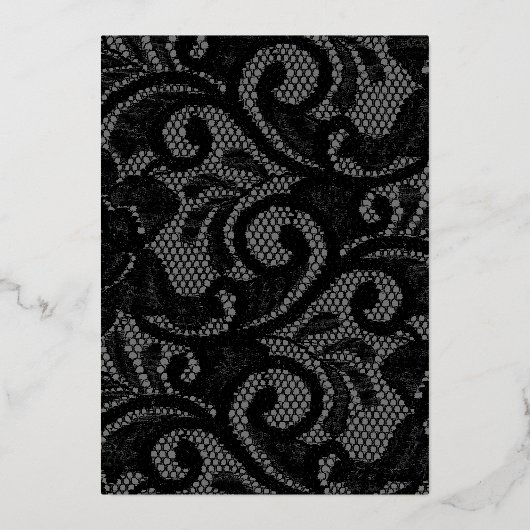 FOLIE Gotisch Zwart Arch Monogram Bruiloft Folie Uitnodiging (Achterkant)