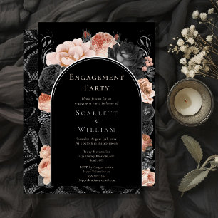 FOLIE Gotische  Black Arch Verlovingsfeest Folie Uitnodiging