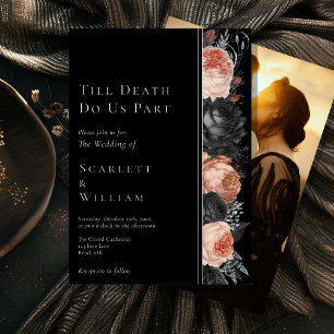 FOLIE Gotische Zwart Tot Dood Foto Bruiloft Folie Uitnodiging
