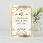 Folie-Goud-Zilver-Messing Vintage Bruiloft Kaart (Staand voorkant)