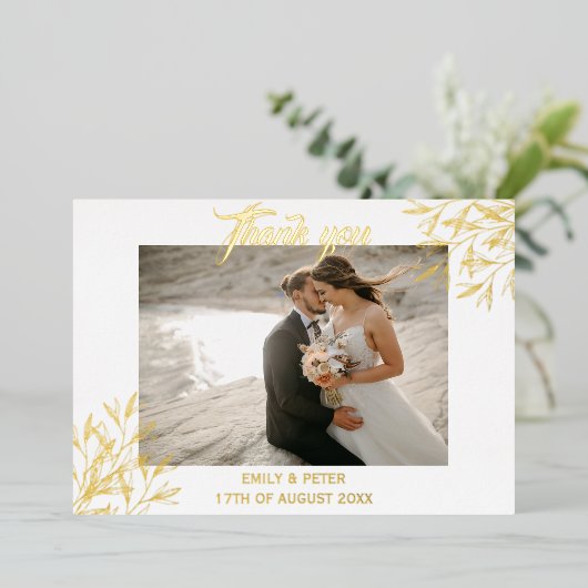 Folie gouden bruiloft bedankt voor uw uitnodiging (Staand Voorkant)