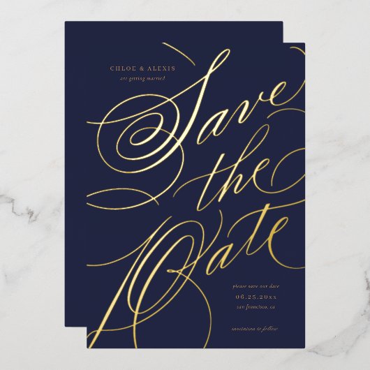 Folie Hand belettering Save the Date Kaart (Voorkant / Achterkant)