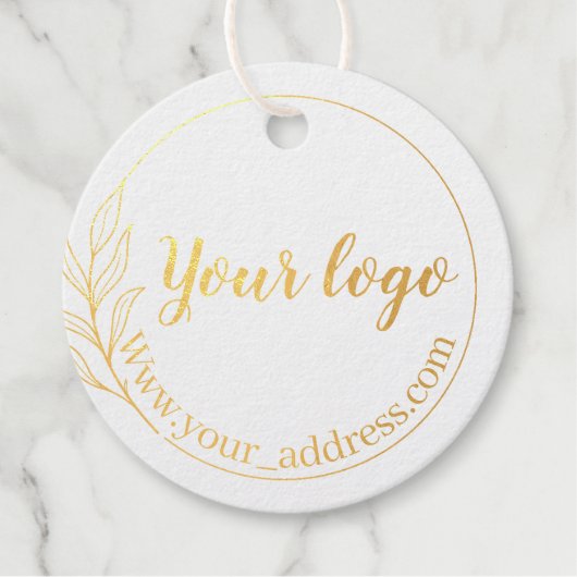 Folie hangt labels met string en aangepast logo (Voorkant)