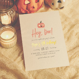 Folie Hey Boo Halloween Boho Meisje Verjaardagsfee Uitnodiging