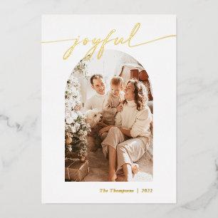 Folie Holiday Kaart, Joyful FotokerstKaart Feestdagenkaart