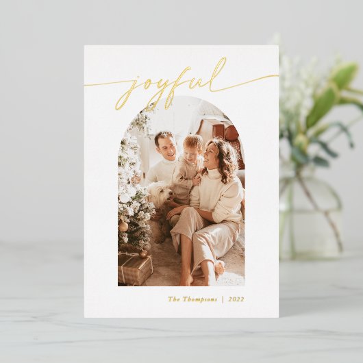 Folie Holiday Kaart, Joyful FotokerstKaart Folie Feestdagenkaart (Staand Voorkant)