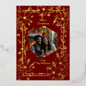 Folie Kerst Kaart Sjabloon 2 Foto Maroon Gold (Voorkant)
