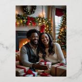 Folie Kerst Kaart Sjabloon 2 Foto Maroon Gold (Achterkant)