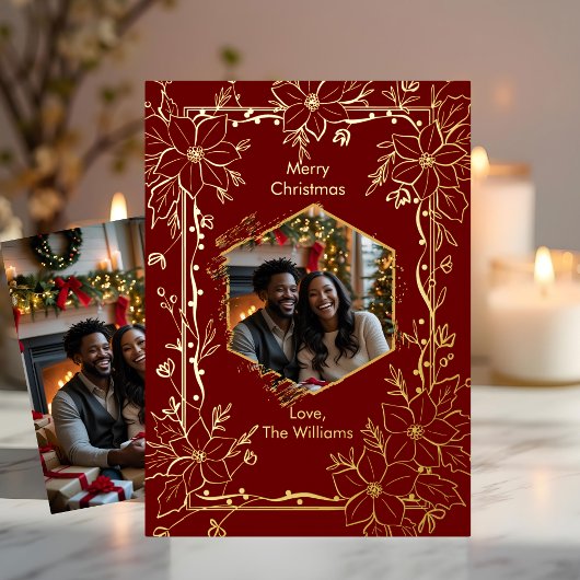 Folie Kerst Kaart Sjabloon 2 Foto Maroon Gold