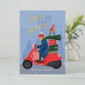 Folie Kerstvakantie Scooter Niet-foto Kerstkaart Folie Feestdagenkaart (Staand Voorkant)