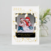 Folie kerstverlichting fotokaart folie feestdagenkaart (Staand Voorkant)