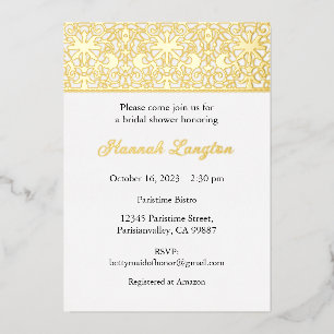 Folie Lace Bridal Shower Invitation, Gold, Rosegol Uitnodiging