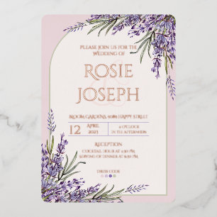 Folie Lavender Wedding Uitnodiging