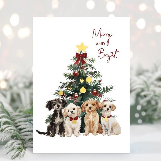 Folie Merry & Bright Dogs Kerst Kaart