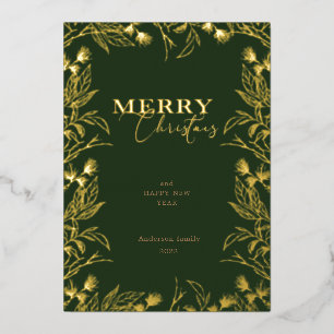 Folie met kerstgoudkalligrafie voor Merry Kerstmis Uitnodiging