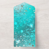 Folie Mint Turquoise Achtergrond All In One Uitnodiging (Binnen)