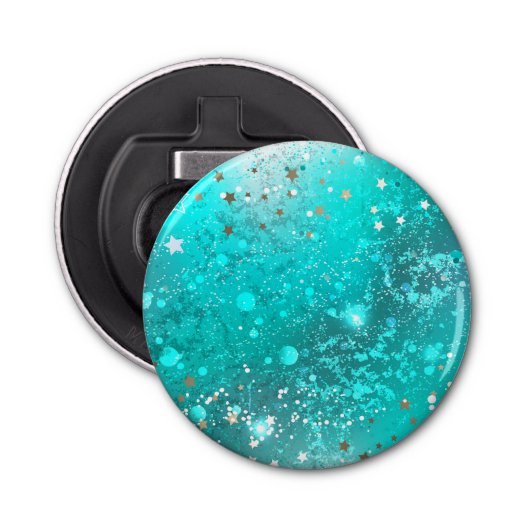 Folie Mint Turquoise Achtergrond Button Flesopener (Voorkant)
