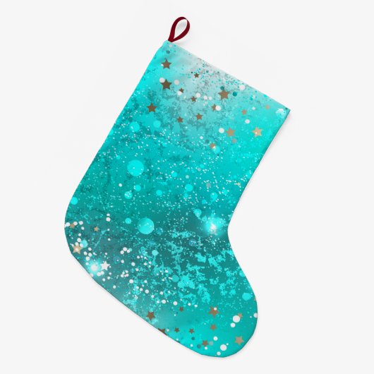 Folie Mint Turquoise Achtergrond Grote Kerstsok (Voorkant (Hangend))