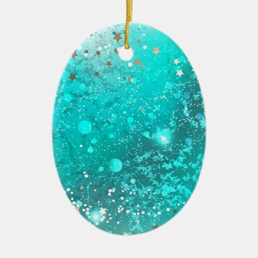 Folie Mint Turquoise Achtergrond Keramisch Ornament (Voorkant)