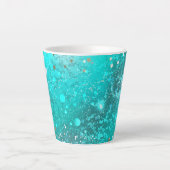 Folie Mint Turquoise Achtergrond Latte Mok (Voorkant)