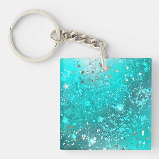 Folie Mint Turquoise Achtergrond Sleutelhanger (voorkant)