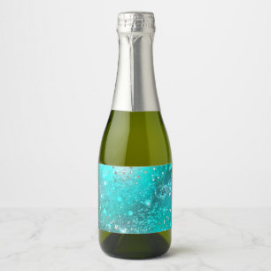 Folie Mint Turquoise Achtergrond Sparkling Wijnetiket