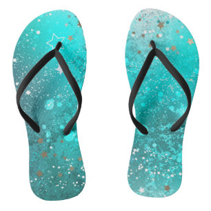 Folie Mint Turquoise Achtergrond Teenslippers