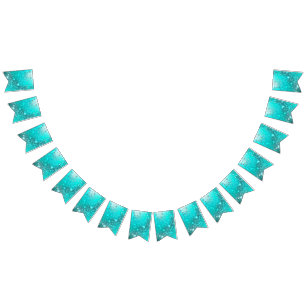 Folie Mint Turquoise Achtergrond Vlaggetjes