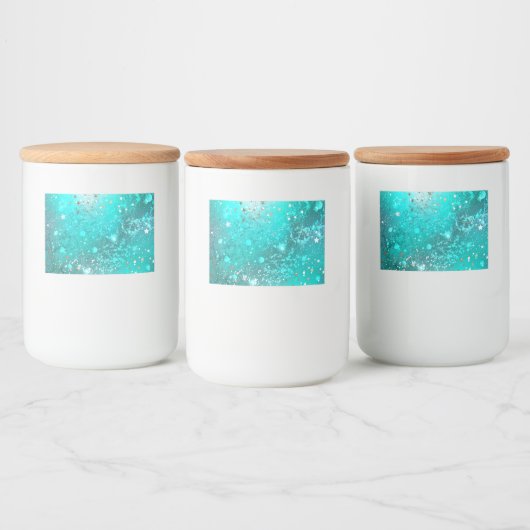 Folie Mint Turquoise Achtergrond Voedselcontainer Etiket (Flessen)
