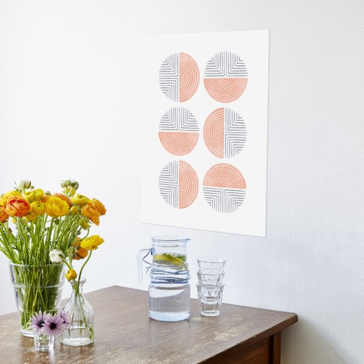 Folie Peach Circle Geometrische kunst Print Poster (Laag (Keuken))