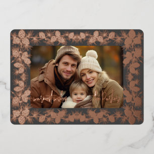 Folie Pinecone Vakantie Fotokaart- houtskool Feestdagenkaart