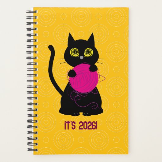 FOLIE! Planificateur 2026 – Tricot + Chat 🧶🐈⬛ (Devant)